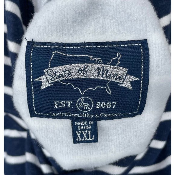 State of Mine Florida Blue Striped Womens XXL Hooded Pullover Sweatshirt Raw Hem - Picture 7 of 8